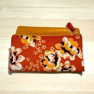 Anthropology Rachel Pally Orange Floral Reversible Clutch, New